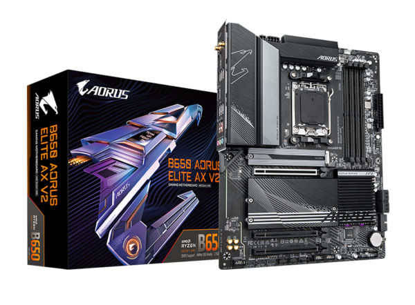 PLACI de BAZA Gigabyte B650 AORUS ELITE AX V2 AM5 4x DDR5, 3x PCIE x16, 3x M.2, 1x DP 1x HDMI, 4x SATA 6GB/s, ATX „B650 A ELITE AX V2”