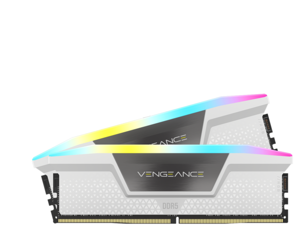DDR Corsair – gaming Vengeance RGB 32GB, DDR5, 5200MHz, CL40, 2x16GB, 1.25V, Alb „CMH32GX5M2B5200C40W”