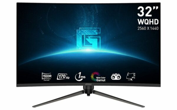 MONITOARE MSI – gaming 31.5inch VA WQHD Curved 1500R 170Hz 250cd/m2 4ms 2xHDMI 2.0 DP „G32CQ5P” (timbru verde 7 lei)