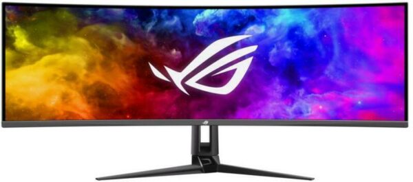 MONITOARE Asus – gaming Curbat , 49 inch, OLED, 5120×1440, 32:9, 144Hz, 0.03 ms, 1000 cd/m2, 135,000:1, Connectivity: HDMI x1, 2x USB 3.2/2x USB 2.0/x1 USB-C (DP Alt Mode + 90W), DisplayPort x1, VESA: 100x100mm „PG49WCD” (timbru verde 7 lei)