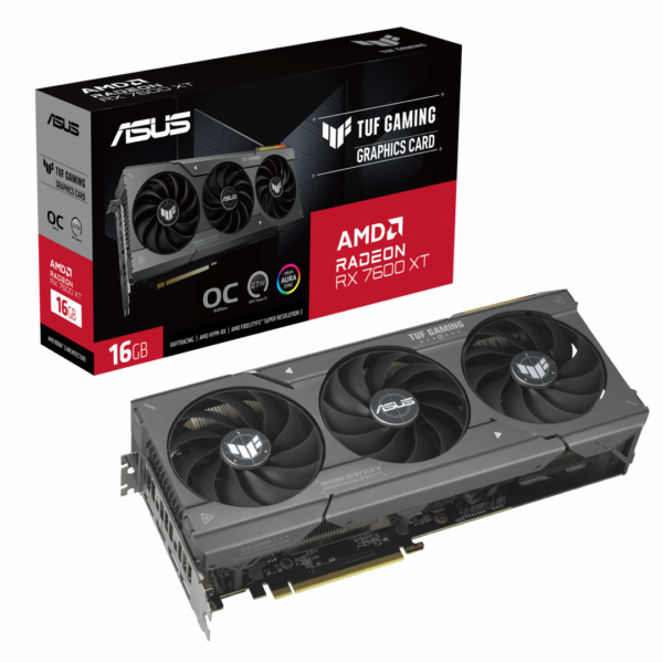 PLACI VIDEO Asus TUF Gaming Radeon RX 7600 XT OC 16GB GDDR6 128 bit, PCI Gen 4, 1x HDMI 3x DP „TUF-RX7600XT-O16G-GAMING”