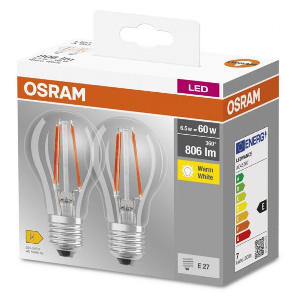 BASECLA60 6,5W/827 230V FIL E27 FS2OSRAM „000004099854064098” (timbru verde 0.45 lei)