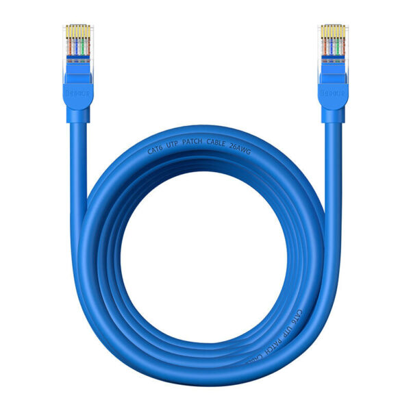 PATCH CORD UTP Baseus Cat6, fire din cupru, round cable, viteza maxima 1 Gbps, PVC, 5m, albastru „B00133204311-04” (timbru verde 0.08 lei) – 6932172637118