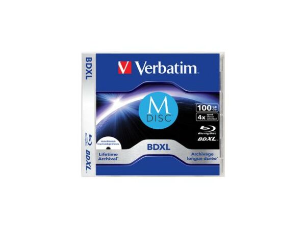 BD-R XL VERBATIM 100GB, viteza 4x, 1 pcs, Jewel case, printabil, „MDISC Lifetime archival” „43833”