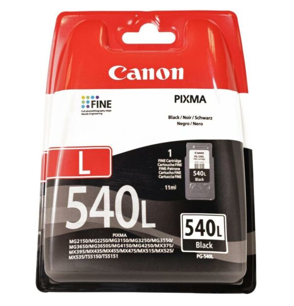 Cartus Cerneala Original Canon Black, PG-540 L , pentru Pixma MG2150|MG2250|MG3150|MG3250|MG3550|MG3650|MG4150|MG4250|MX375|MX395|MX435|MX455|MX475, 11ml, (timbru verde 1.2 lei)”5224B011AA”