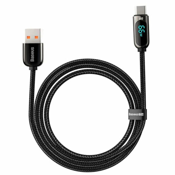 CABLU alimentare si date Baseus, Dynamic Fast Charging Data Cable pt. smartphone, USB (T) la USB Type-C (T), 66W, braided, 2m, negru, „CASX020101”