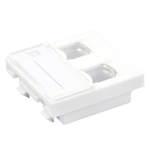 MUFE RJ45 si PRIZE retea Emtex Faceplate 45×22.5 pentru 1x keystone (compatibil Legrand Mozaic) – Emtex „EMT-FP4545-2”