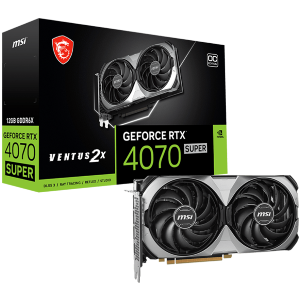 PLACI VIDEO MSI Nvidia GeForce RTX 4070 SUPER 12G VENTUS 2X OC (12GB GDDR6X/192bit, 3xDP, 1xHDMI, 1x 12VHPWR) „RTX 4070 SUPER 12G VENTUS 2X OC”