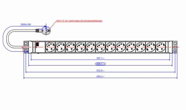 BM IT PDU power strip 12x sockets 1,5U „BM-333.010” (timbru verde 4 lei)