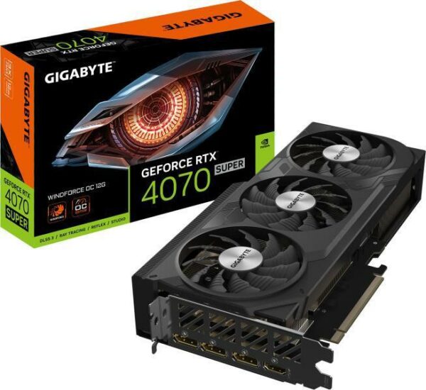 GIGABYTE Video Card NVIDIA GeForce RTX 4070 SUPER WINDFORCE OC 12G, 12 GB GDDR6X/192bit, PCI-E 4.0, 1xHDMI, 3xDP, Recommended PSU 700W, ATX „GV-N407SWF3OC-12GD”