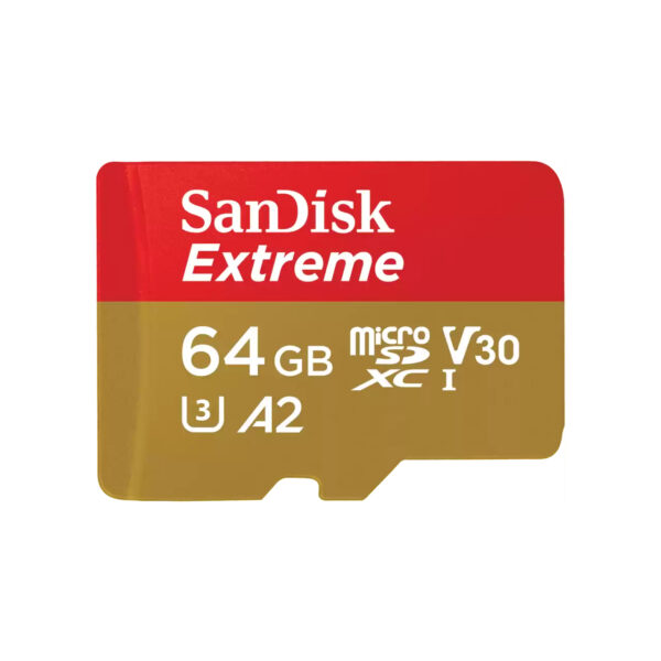 Card memorie SanDisk Extreme 64 GB microSDXC, memory card (UHS-I U3, Class 10, V30, A2) „SDSQXAH-064G-GN6GN” (timbru verde 0.03 lei)