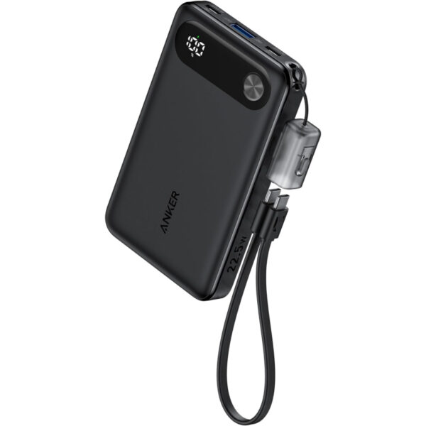 POWER BANK Anker 10.000 mAh, 22.5W , &nbsp;2x USB-C, 1x USB-A, cablu USB-C, 255 g, negru, „A1257G11” (timbru verde 0.98 lei) – 0194644040499