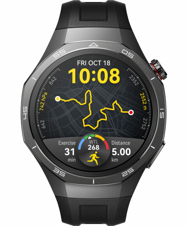 Smartwatch Watch GT 5 Pro, 46MM, Tarnish Titanium Case, Black Fluoroelastomer Strap „55020DKD” (timbru verde 0.18 lei)