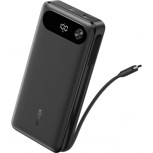 POWER BANK Anker 20.000 mAh, 87W total PD si Power IQ 3.0, incarca max 65W/port, &nbsp;2x USB-C, 1x USB-A, cablu USB-C atasat, 440 g, negru, „A1383H11” (timbru verde 0.98 lei) – 0194644197469