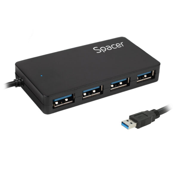 HUB extern SPACER, porturi USB: USB 3.0 x 4, conectare prin USB 3.0, cablu 15cm lungime, (incl. TV 0.8Lei), „SPHB-USB-4U30-03”