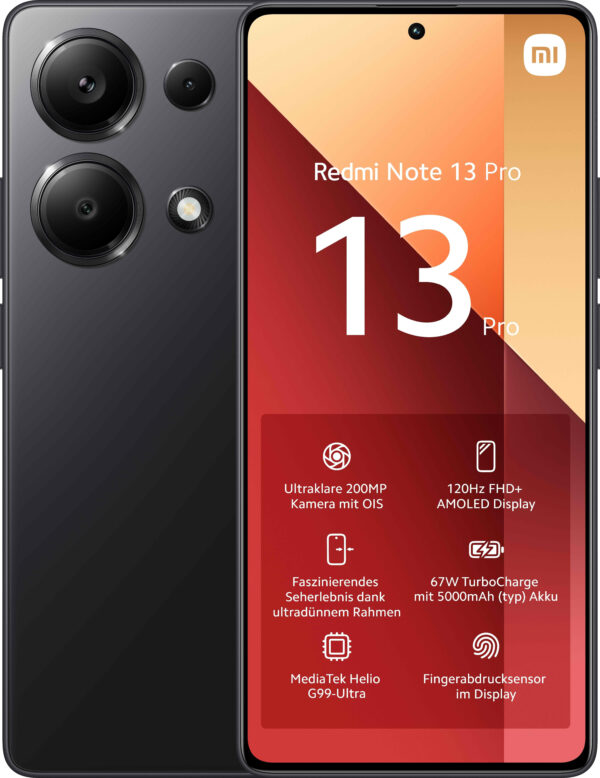 Smartphone Redmi Note 13 Pro 256GB 8GB RAM Dual SIM Black „MZB0FWWEU” (timbru verde 0.45 lei)