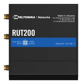 Router wireless Teltonika RUT200 | Industrial LTE Router | 4G/LTE Cat.4, 2x LAN 100Mb/s WiFi 2,4GHz, RMS „TELTONIKA RUT200” (timbru verde 0.8 lei)