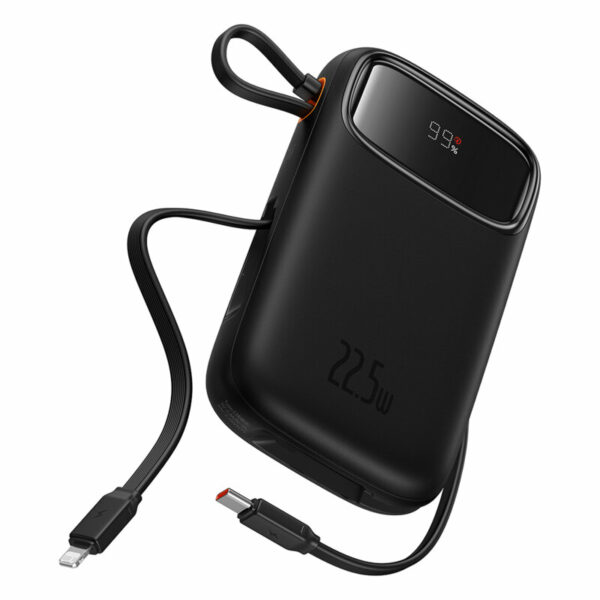 POWER BANK Baseus Qpow2, 10000mAh, 22.5W, 1 x USB; 1 x USB Type-C, 1 x Lightning, total 3A, include cablu USB Type-C 0.3m, negru, „P10055003113-00” (timbru verde 0.98 lei) – 6932172636296