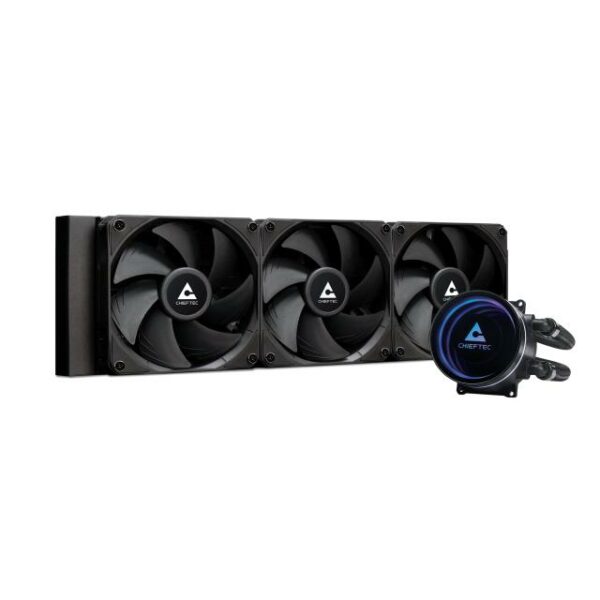 COOLER Chieftec „Iceberg 360”, skt. Intel si AMD, racire cu lichid, 3 x 120mm, 500 – 2200 RPM, iluminare RGB – infinity mirror cooling block, negru „CLC-360-BLK” (timbru verde 2.00 lei)