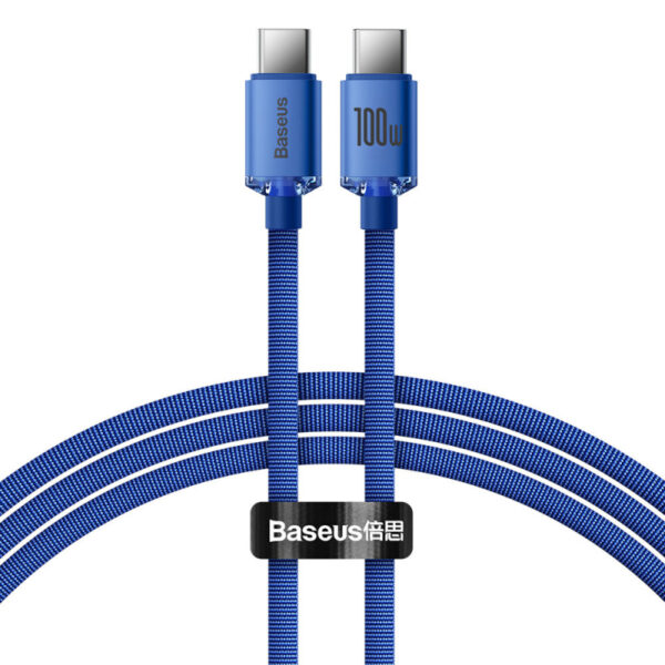 CABLU alimentare si date Baseus Crystal Shine, Fast Charging Data Cable pt. smartphone, USB Type-C la USB Type-C 100W, 1.2m, albastru „CAJY000603” (timbru verde 0.08 lei) – 6932172602871