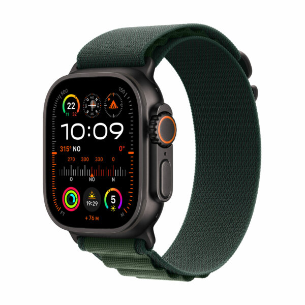 SMARTWATCH Apple Watch Ultra2 v2 Cellular 49mm Black Titanium Case cu bratara Dark Green Alpine „mx4r3wb/a” (timbru verde 0.18 lei)