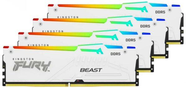 Memorie Kit Memorie Fury Beast RGB Intel XMP 3.0, 128GB, DDR5-5600MHz, CL40, Quad Channel, Alb „KF556C40BWAK4-128”