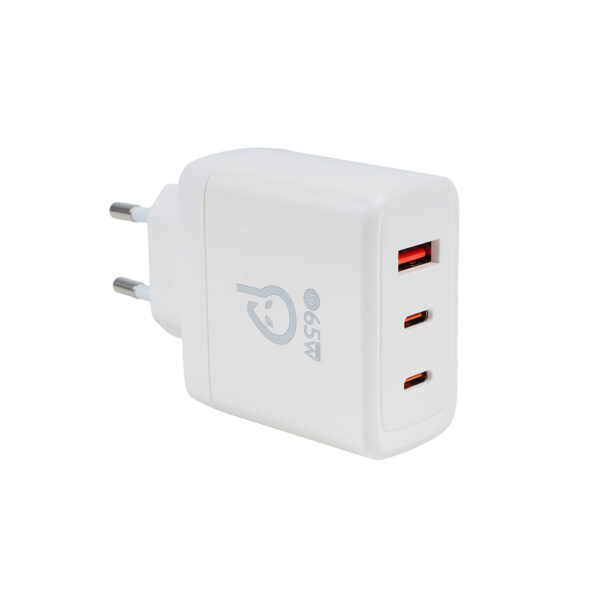 ALIMENTATOR retea SPACER, GaN, 2 x USB Type-C PD (max 65W), 1 x USB (max 60W) „SPAR-TRIOQ-04” (timbru verde 0.18 lei)