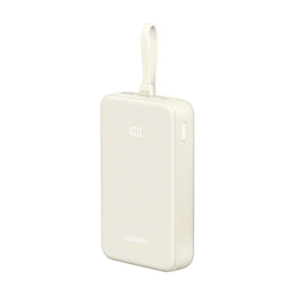 POWER BANK Ugreen, „PB561”, 20W 20000mAh, 1 x USB Type-C output/input, 1 x USB, 1 x USB Type-C cablu integrat, alb, „35340” (timbru verde 0.98 lei) – 6941876233403