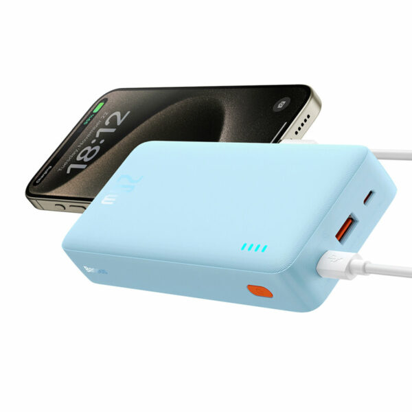 POWER BANK Baseus Airpow, 20000mAh, 20W, 1 x USB; 1 x USB Type-C input/output, total 3A, include cablu USB la USB Type-C de 50cm, albastru, „P10022804313-00” (timbru verde 0.98 lei) – 6932172648695
