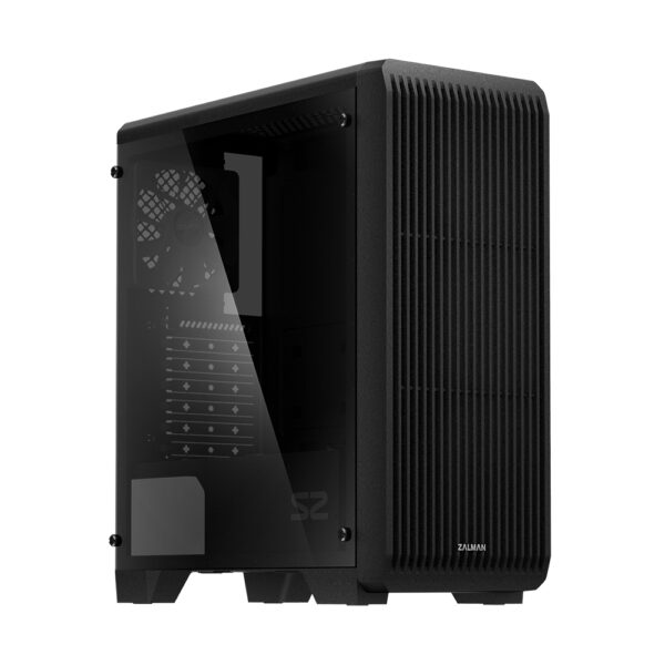 CARCASA Zalman „S2 TG”, middle tower, gaming, fara sursa, suporta 8xfan, 3xfan inclus, PSU shroud, USB 3.1 gen1 x 1, USB 2.0 x 2, audio+mic, 7 sloturi expansiune, negru, „S2 TG” (timbru verde 0.24lei)