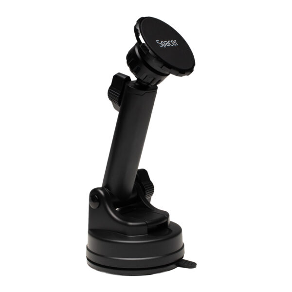 SUPORT auto magnetic SPACER pt. SmartPhone, fixare prin Ventuza sau in Grila de ventilatie, Magnetic, 4 SuperMagneti N50, Brat Telescopic,rotire 360 grade, negru, „SPCH-MAG-VNTZ-02”