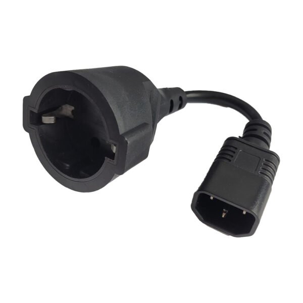 CABLU alimentare Spacer adaptor intrare C14 (tata) la iesire Schuko (mama), 10A,0.15m lungime, negru, „SPPW-C14-SCHK-10A-0.15” (timbru verde 0.18 lei)
