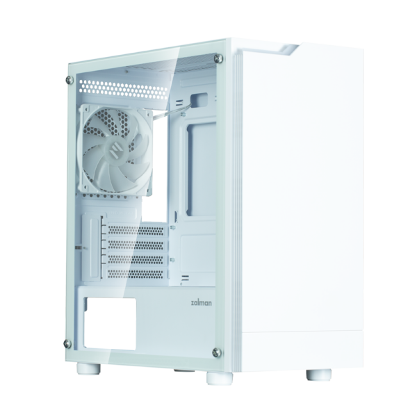 CARCASA Zalman „T4 Plus”, mini tower, gaming, fara sursa, suporta 7xfan, 1xfan inclus, PSU shroud, USB 3.1 gen1 x 2, USB 2.0 x 1, audio+mic, 4 sloturi expansiune, alb, „T4 PLUS White” (timbru verde 0.08lei)