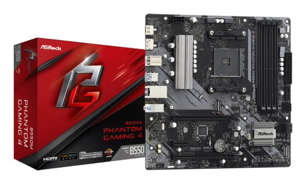 Placa de baza Asrock B550M Phantom Gaming 4, AMD B550, socket AM4, mATX „B550M PHANTOM GAMING 4”
