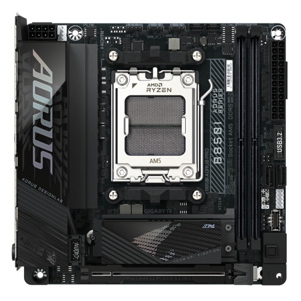 Placa de baza GIGABYTE B850I AORUS PRO, AM5, DDR5, Wi-Fi, BT, Mini-ITX, Negru „B850I AORUS PRO”