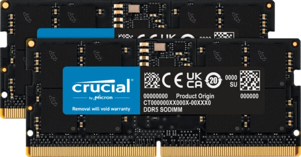 Memorie Crucial DDR5 – 48GB – 5600 – CL – 46(2x 24 GB) dual kit, RAM (black, CT2K24G56C46S5) „CT2K24G56C46S5”