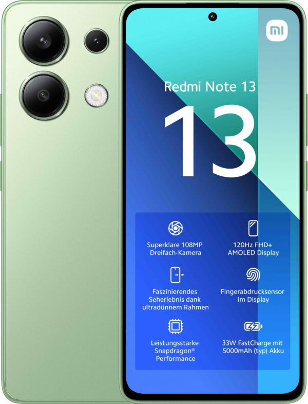 Smartphone Redmi Note 13 128GB 6GB RAM Dual SIM Green „MZB0G66EU” (timbru verde 0.45 lei)