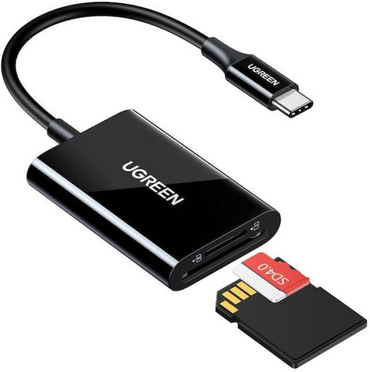 CARD READER extern Ugreen, „CM265” interfata USB Type-C, citeste/scrie: SD, microSD viteza pana la 280Mbps, suporta carduri maxim 512 GB, plastic, negru „35622”