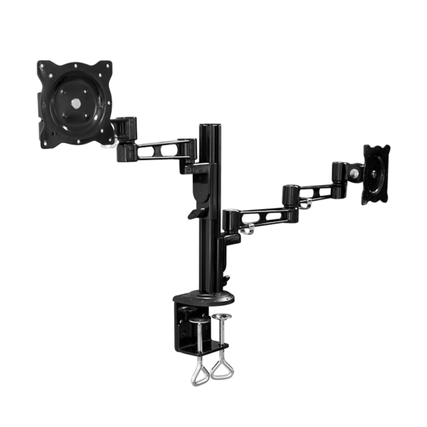 SUPORT de birou LOGILINK, pt 2 TV/monitor plat, diag. max 26 inch, rotatie, inclinare, pivotare, orizontala, verticala, totala, max 5 Kg x 2, negru, „BP0074”
