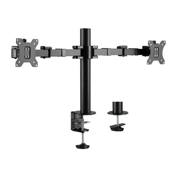 SUPORT de birou LOGILINK, pt 2 TV/monitor plat, diag. max 32 inch, rotatie, inclinare, pivotare, orizontala, verticala, max 12 Kg x 2, negru, „BP0106”