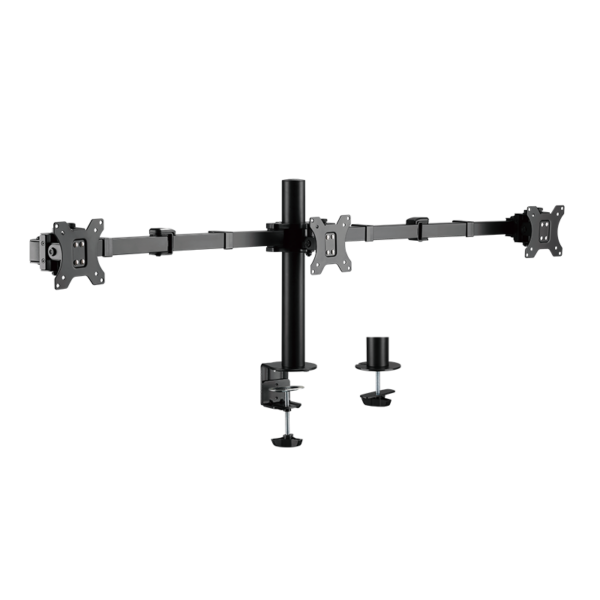 SUPORT de birou LOGILINK, pt 3 TV/monitor plat, diag. max 32 inch, rotatie, inclinare, pivotare, orizontala, verticala, totala, max 7 Kg x 3, negru, „BP0107”