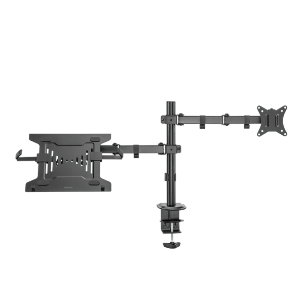 SUPORT de birou LOGILINK, pt 1 TV/monitor plat + 1 NB/tableta 10-15.6″, diag. max 32 inch, rotatie, inclinare, orizontala, verticala, max 9 Kg + 4 Kg, negru, „BP0175”
