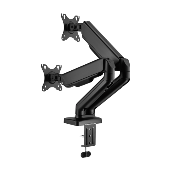 SUPORT de birou LOGILINK, pt 2 TV/monitor plat, curbat, diag. max 32 inch, rotatie, inclinare, pivotare, verticala, max 9 Kg x 2, negru, „BP0177”