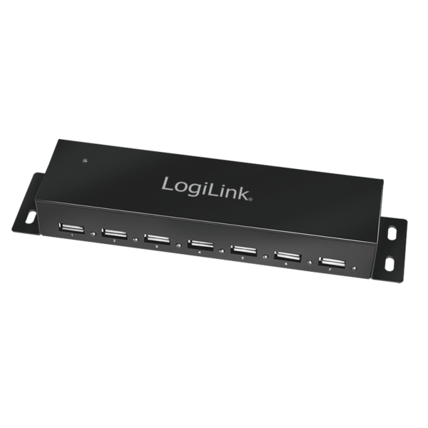 HUB extern LOGILINK, porturi USB: USB 2.0 x 7, conectare prin USB 2.0, metal, negru, „UA0148” (timbru verde 0.8 lei)