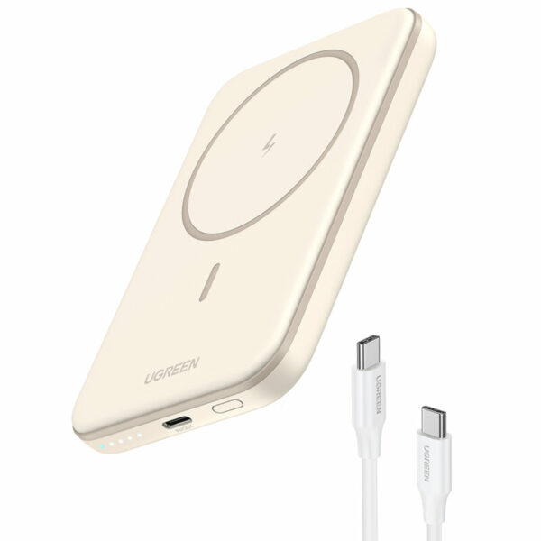 POWER BANK Ugreen „PB560”, 5000mAh, 15W, prindere magnetica Iphone 12 and later, 1 x USB Type-C input/output, bej, „25207” (timbru verde 0.98 lei) – 6941876222070