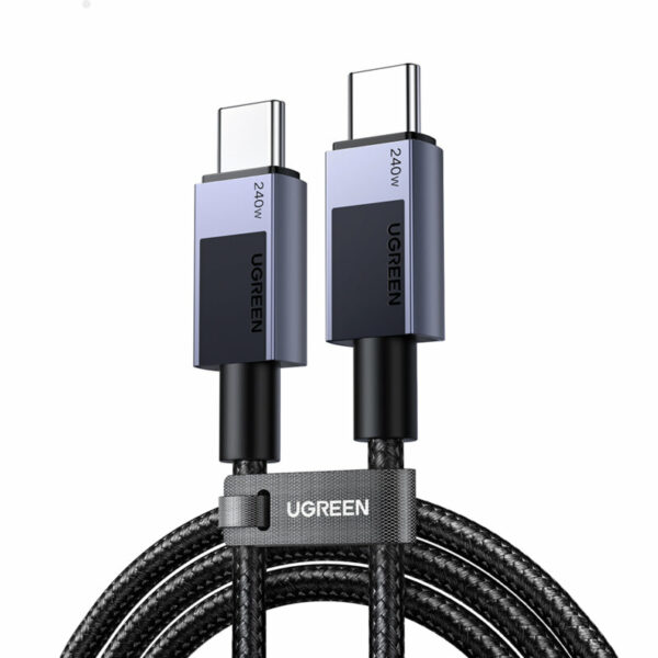 CABLU alimentare si date Ugreen, „L513”, Fast Charging Data Cable pt. smartphone, USB Type-C la USB Type-C 240W, 2m, braided, negru „45068” (timbru verde 0.08 lei) – 6941876240685
