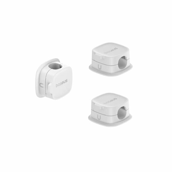 ORGANIZATOR cabluri Baseus Lite Series Magnetic, adeziv 3M, pachet 3 bucati, trei orificii destinate organizarii prevazute cu magneti, alb „B01331106211-00” – 6932172668020