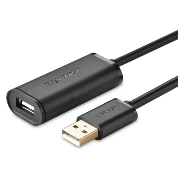 CABLU USB Ugreen prelungitor, „US121” USB 2.0 (T) la USB 2.0 (M), conectori auriti, 15m, negru, „10323” (timbru verde 0.18 lei) – 6957303813230