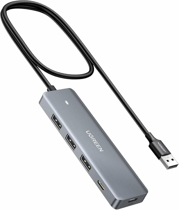 HUB extern Ugreen, „CM219” porturi USB: USB 3.0 x 3, USB Type-C x 1, conectare prin USB 3.0, aluminiu, lungime 60 cm, gri, „15920” (timbru verde 0.8 lei) – 6941876219209