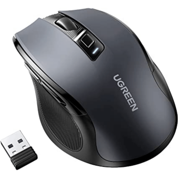 MOUSE Ugreen, „MU101” PC sau NB, wireless 2.4GHz + Bluetooth, optic, 5/1 butoane/scroll, 4000 dpi, negru „90395” (timbru verde 0.18 lei) – 6957303893959
